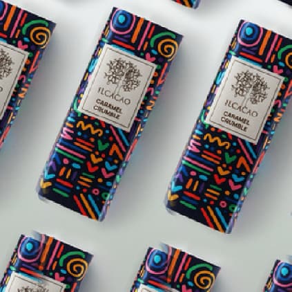 ILCACAO chocolate bars in colourful patterned wrappers