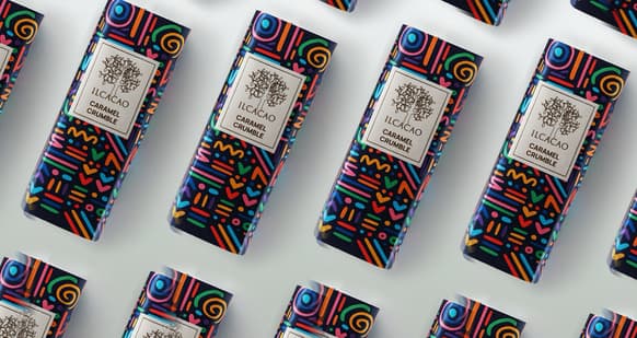 Rows of chocolate bars in colourful patterned wrappers